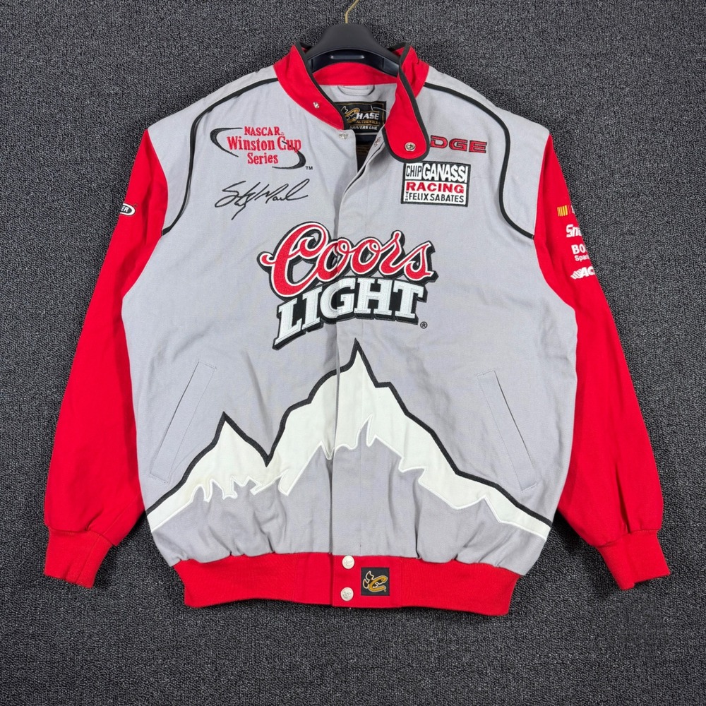 Chase Authentics NASCAR Coors Light Racing Jacket Sterling Marlin Mens Large Y2K